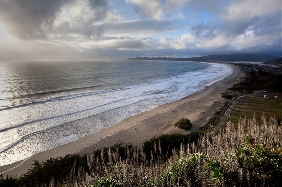 Stinson Beach looking North from Highway 1 near dusk.  The mix of great mormories on a memorable coastline etches deeply and does not fade even after one is gone long