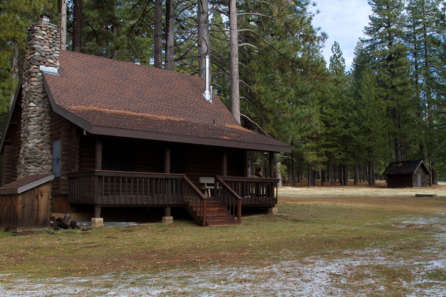 The hunting loge at the top of the hill behind the ranch