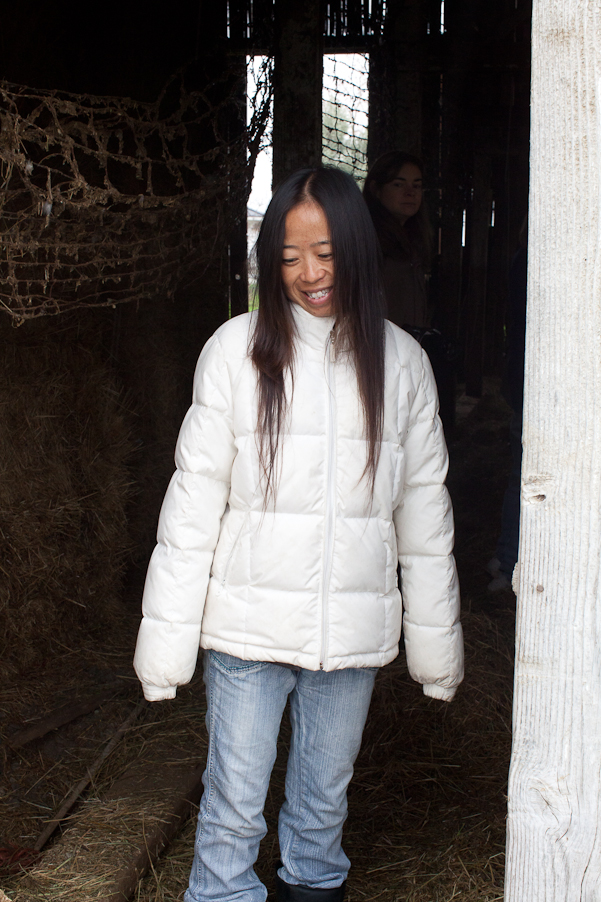 A pretty girl in a barn