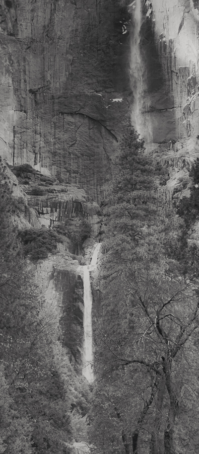 Yosemite upper and lower falls painted by the anceient chinese artist in the winter of 2010