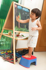 Flying / An airplane taking off and powering up through the clouds