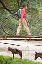Urique / Romero from Guadalajara crossing the bridge over the Urique river