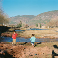 Brian and Valorie playing along the HeiHui river, ShaXi
