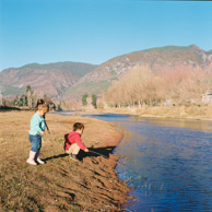 Brian and Valorie playing along the HeiHui river, ShaXi