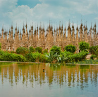 The history of the Kakku Pagota which is about 45 KM past Taunggyi in the Shan hills starts in the third century BC and enshrines some more Buddha parts such as a tooth and a bone along with a lot of artifacts depicting the journey by boat and elephant of those bits to these hills.  (6x6 Kodak Ektar 100)