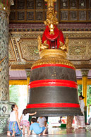 Rangoon — King Tharrawaddy donated the 42-ton Maha Tissada Gandha bell to Shwedagon Pagota 1841. <br /><br />The 2600 year history of Shwedagon Pagoda is laden with stories.  For example, in 1608 the Portuguese adventurer Philip de Brito e Nicote plundered the Shwedagon Pagoda and his men took the 300-ton Great Bell of Dhammazedi, donated in 1485 by King Dhammazedi. De Brito's intention was to melt the bell down to make cannons, but it fell into the Bago River when he was carrying it across. To this date, it has not been recovered.   Remembering that a dump truck of sand weighs 5 tons, I researched bells and found that the Bell of Dhammazedi was the largest working bell ever cast on the this planet by several multiples.   (5d)